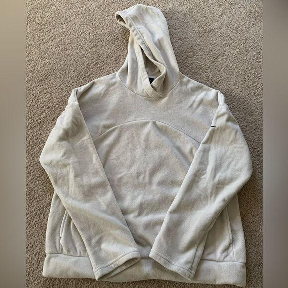 Nike Fleece Hoodie Sweatshirt Pullover Fuzzy Super Soft Beige Cream Size M - Picture 2 of 5